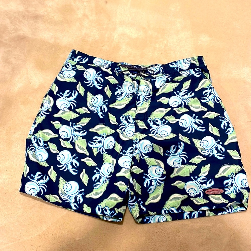 Vineyard vines mens board shorts swim trucks blue green crab XL